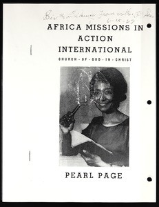 Africa Missions in Action International, COGIC, "Pearl Page", 1969