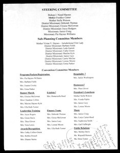 Women's Convention, Texas Northeast, COGIC (2008), planning documents