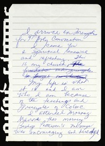 Ephriam, letter (or journal notes)