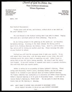 Crouch & Glover, letters, 1995, to Glover, et al