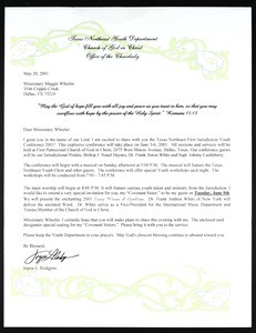 Rodgers, letter, 2001, to Wheeler