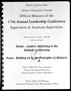 17th Annual Leadership Conference, COGIC, Women's International Convention, Supervisors & Assistant Supervisors Session, minutes, 2005