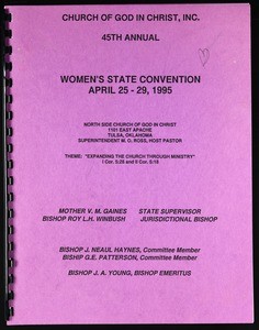Annual state women's convention, COGIC, Tulsa, Oklahoma, 1995