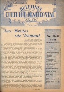 Buletinul Cultului Penticostal - Biserica lui Dumnezeu Apostolica