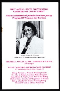 Women's day program, New Jersey State Convocation, Wells Cathedral COGIC, Newark, 1995