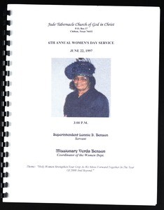 Women's day program, Jude Tabernacle, COGIC, Chilton, Texas, 1997