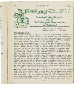 De jonge strijder : Pinkstermaandblad voor jeugdwerk en zondagsschool, vol. 02, nr. 01 (1950 januari)