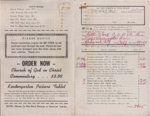 Order Form (Little Flock) requesting Sunday School Literature from D.J. Young Publishing Company, 1970 July 10