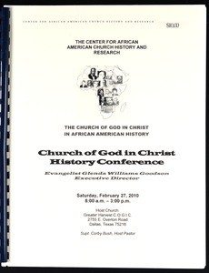 The Church of God in Christ history conference, program, 2010