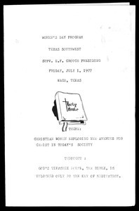 Women's day program, Texas Southwest, 1977
