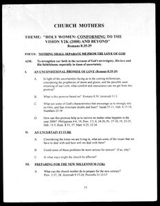 Church mothers conference syllabus, (COGIC), 1999?