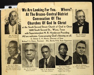 Flier for the Brazos-Central district convocation of COGIC, Waco, 1956