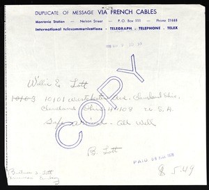 Lott, telegram, 1978, to Lott