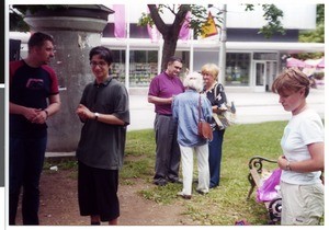 Mihael Kuzmič and students during street evangelism