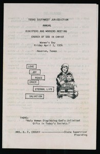 Women's day program, Texas Southwest Jurisdiction Annual Ministers and Workers Meeting, COGIC, 1976