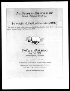 Auxiliaries in Mission convention, COGIC, writers workshop syllabus, 2002