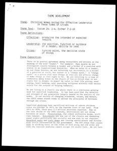 Syllabi for theme developments for a COGIC convention, 1992