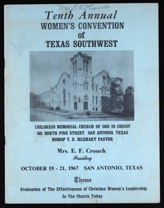 Annual women's convention, Texas Southwest, COGIC, San Antonio, 1967