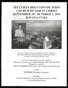 Cuban Holy Convocation, COGIC (1st: 2011), invitation