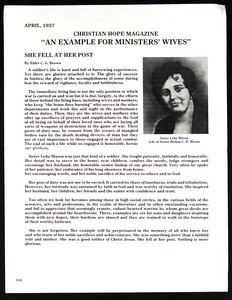 "April 1937. Christian hope magazine: 'an example for ministers' wives