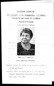 Ministers and workers meeting, Texas southwest, COGIC, San Antonio, Women's day program, 1974