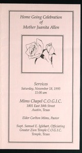 Memorial service program, Juanita Allen, 1995