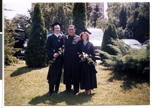 Mihael Kuzmič and students after the graduation ceremony