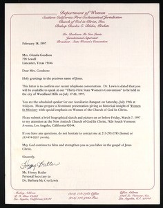 Lewis, letter, 1997, to Goodson