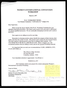 Dinwiddie, letter, 1997, to COGIC