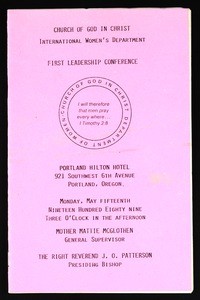 Leadership conference, International Women's Department, COGIC (1st: 1989), program
