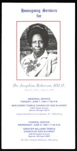 Memorial service program, Josephine Riberson, 1994