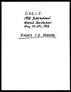 Annual Women’s International Convention, COGIC (48th: 1998), planning documents