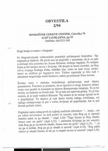 Christ's Pentecostal Church Ljubljana, Bulletin, 2/1994