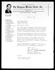 Owens (COGIC), letter, 1995, to Crouch