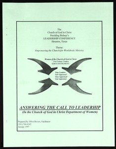 COGIC, Department of Women, leadership conference syllabus, "Answering the call to leadership", 1997