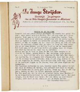 De jonge strijder : Pinkstermaandblad voor jeugdwerk en zondagsschool, vol. 01, nr. 08 (1949 augustus)