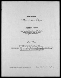 Annual Holy Convocation, COGIC (89th: 1996), institute focus guide