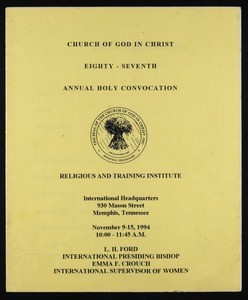 Annual Holy Convocation, COGIC (87th: 1994), religious education and training institute program
