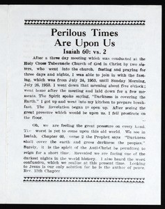 Perilous times are upon us, 1953