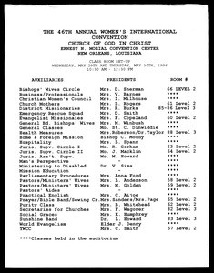 Annual women's convention, COGIC, classroom assignments, New Orleans, 1996