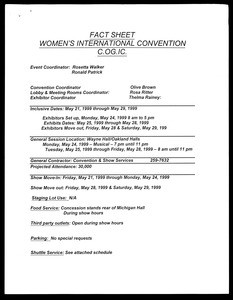 Annual Women’s International Convention, COGIC (49th: 1999), planning documents