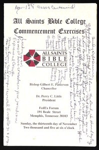 All Saints Bible College commencement exercises program, 2005