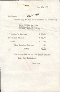 Letter, 1970 May 19, to D.J. Young Publishing Company