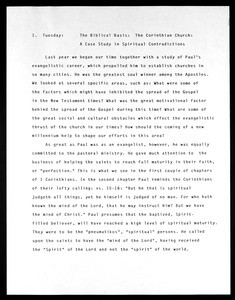 Triad convention, COGIC, South Carolina, 1989?, day 1 syllabus