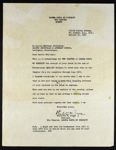 Philitus, letter, 1947, to Mallory