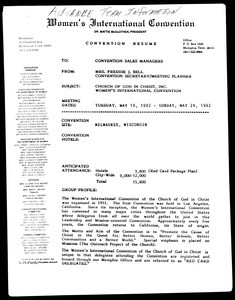 Annual Women’s International Convention, COGIC (42nd: 1992), convention resume