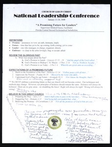 National Leadership Conference, COGIC, 2008, syllabus