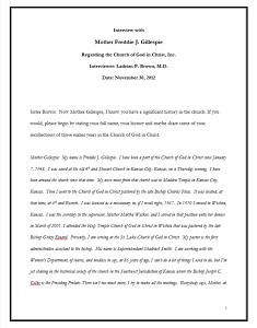 Interview of Freddie J. Gillespie, 2012