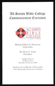 All Saints Bible College commencement exercises program, 2006