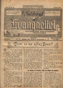The herald of Gospel, 1947, vol, 3, no. 22 = Vestitorul Evangheliei, 1947, anul III, nr 22